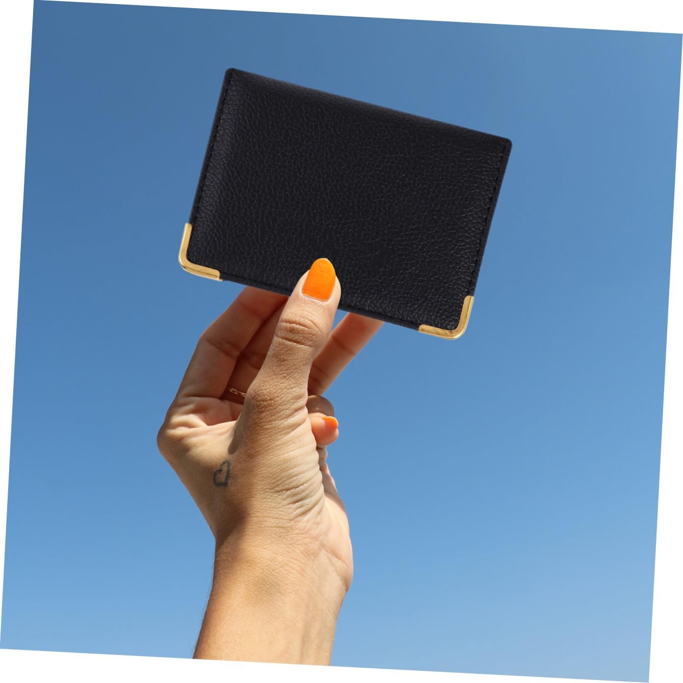 Healifty Convenient PU Leather Id Protectors with Multi Grid Design Black