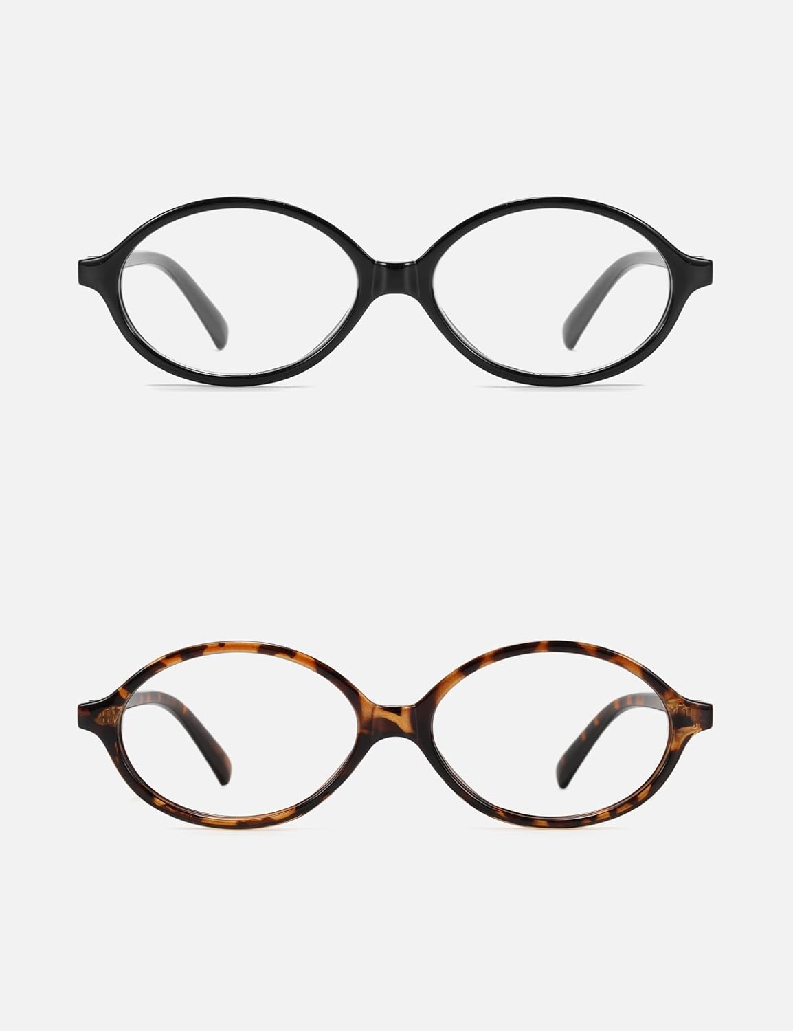 Slocyclub 2 pack Fashion Oval Glasses for Women Men Vintage Oval Small Frame Eyeglasses Retro Blue Light Blocking Glasses, Black and Whiskey Tortoise - Image 4