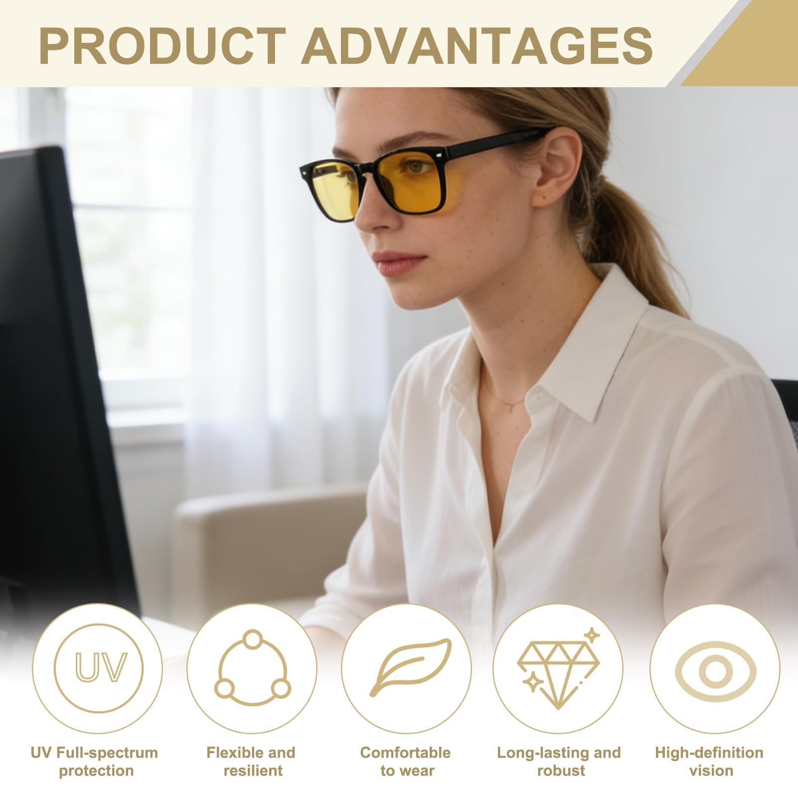 Nachtsichtbrille Autofahren, Polarisierte Nachtbrille für Herren und Damen, UV400 Schutz für Autofahrer und Brillenträger, Ideal zum Fahren, Angeln und Outdoorsport