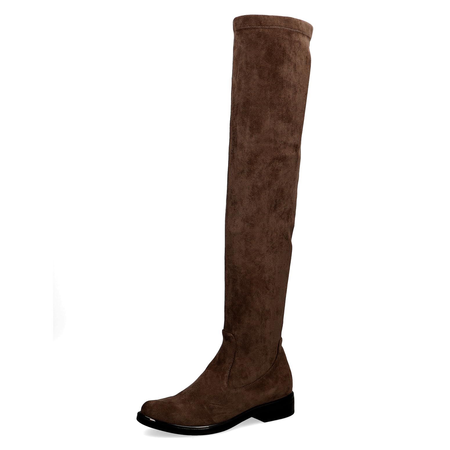 CAPRICE Women's over-the-knee boots Low heel Vegan, Brown (Dk Brn Stretch), 3.5 UK