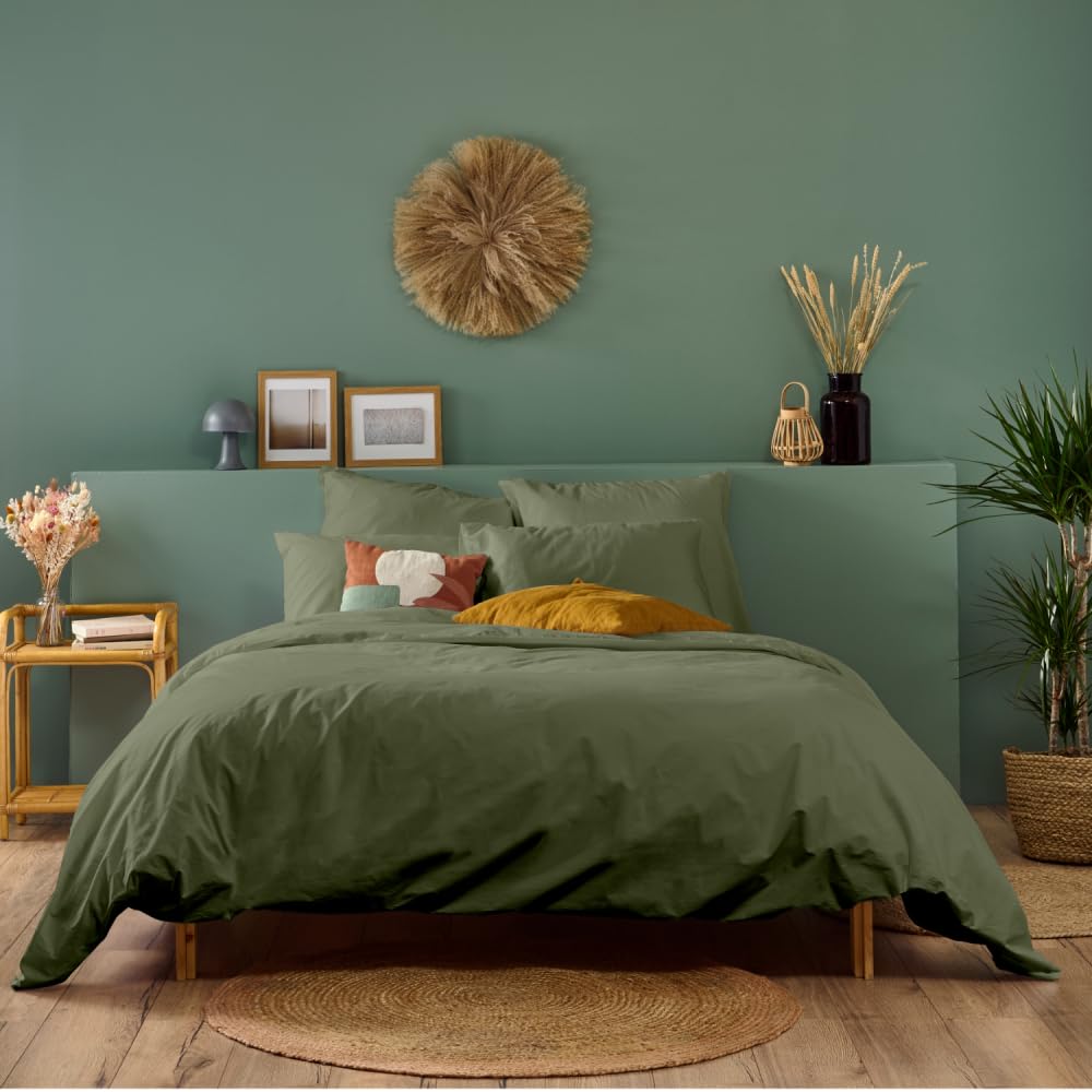 Bleu Câlin Housse de Couette Unie 140x200cm Kaki