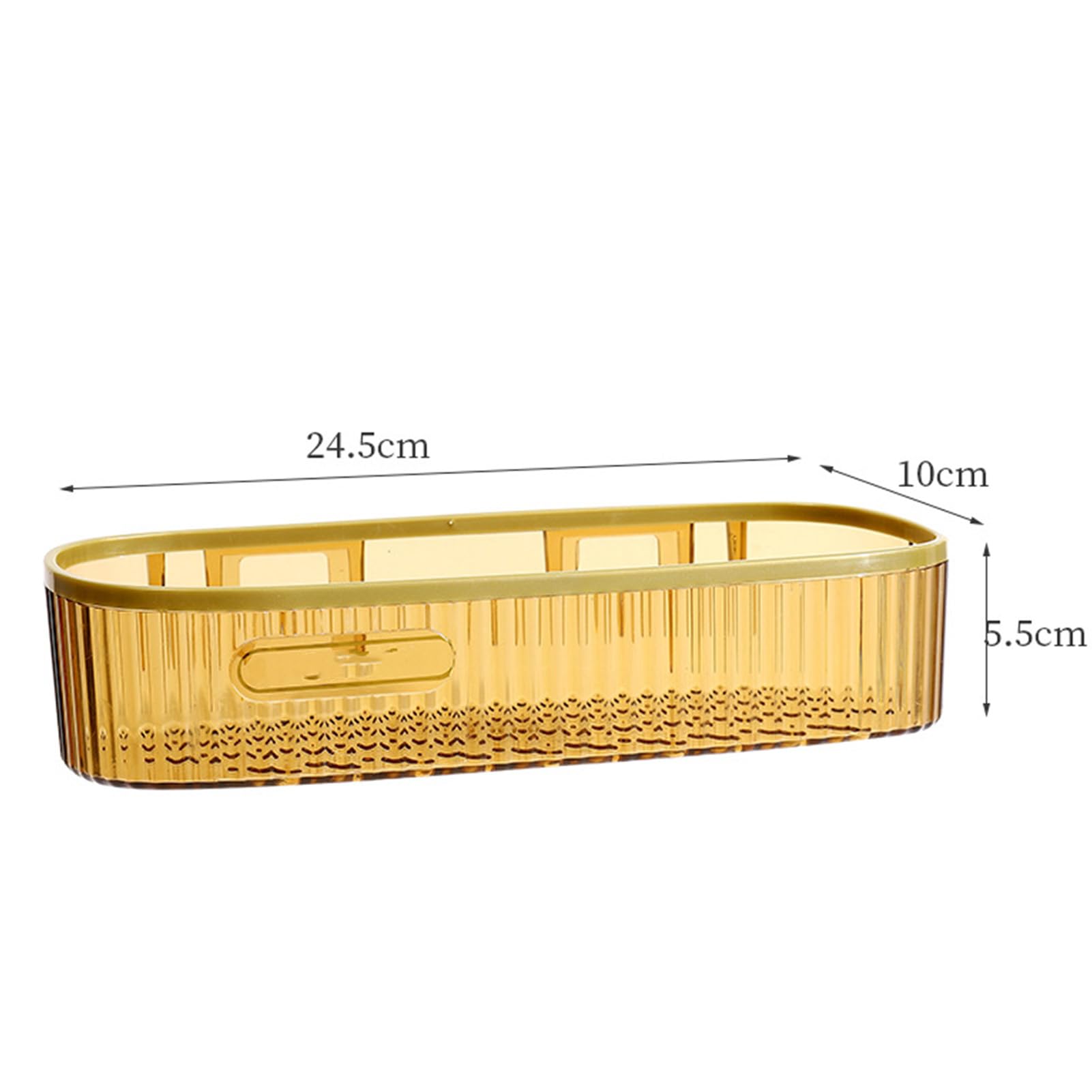 Tyenaza Dusch-Caddy-Korb, wandmontiertes Aufbewahrungsregal, Punch-Dusch-Caddy-Regal, Badezimmer, ohne Bohren, Aufbewahrungsregal für Haushalt, Badezimmer, Toilette, Küche (Long Strip ‑ Amber)