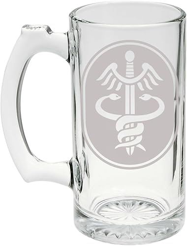 Miniatura 1 de US Army - Medical Command - Medcom SSI Patch grabado Stein Glass de 25 onzas, taza