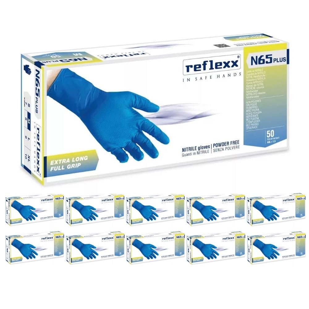 Generico REFLEXX N65P Guanti in nitrile senza polvere FULL GRIP 500 pz - TG L