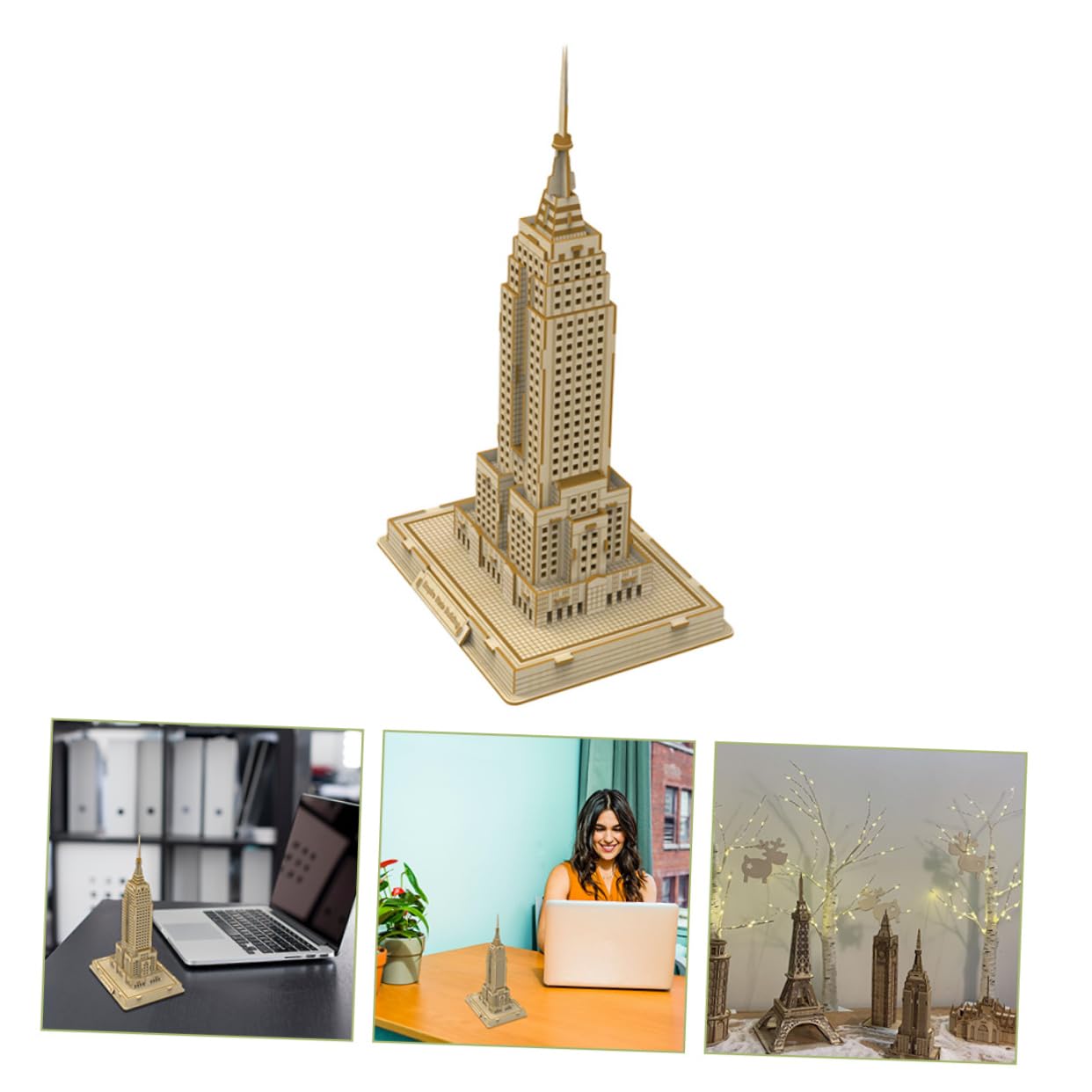 Puzzle 3D en Bois Bâtiment Célèbre 1 Set en Basswood | Modèle Or, pour Garçon et Filles, Ornement et Présents, Exercice Motricité et Créativité