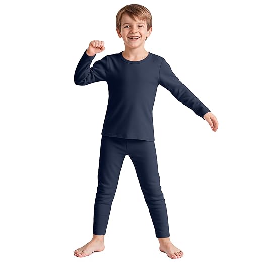 American Trends Boys Thermal Underwear Set Toddler Long Johns Base Layer Snow Pants Warm Clothes Winter Kids Thermals Navy 4T-5T