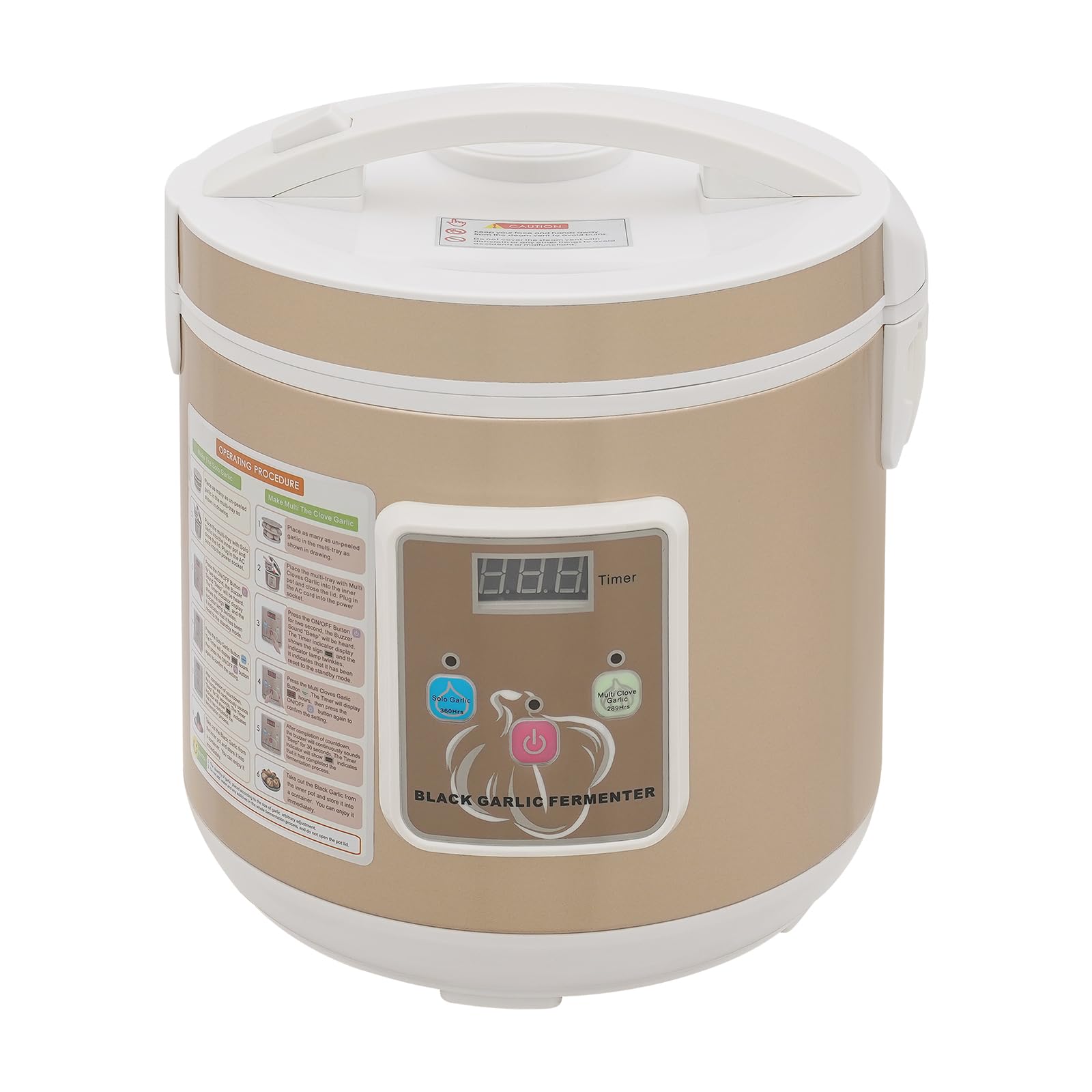 FermentCraft 6L Knoblauch Gärmaschine - schwarzer Knoblauch Maker für Heimküche, DIY Gärung von Obst, Gemüse, Joghurt - Goldener Deckel, europäischer Standard, kein Logo Design