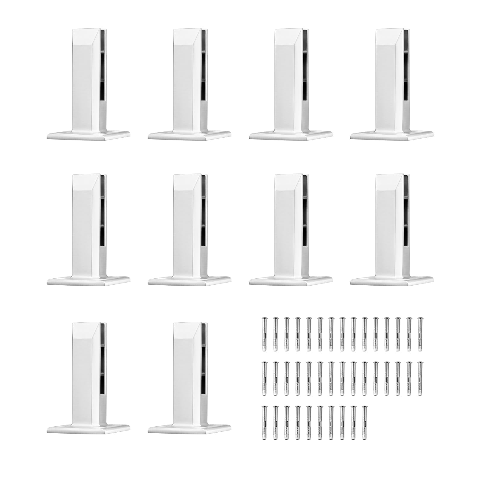 VEVOR Abrazadera de Vidrio, 10 Soportes de Barandilla de Vidrio Cuadrado 100 x 100 x 160 mm para Vidrio Templado de 8-12 mm de Espesor, Acero Inoxidable 304, para Balcón, Jardín, Escalera, Plateado