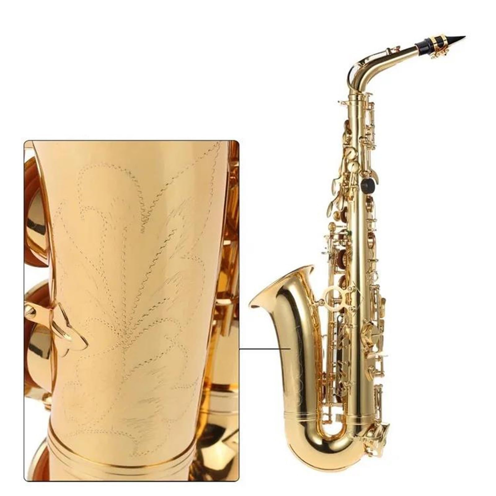 Saksofon Altowy Eb Mosiądz Lakierowany Złoty 802 Klawisze Instrument Dęty Drewniany Zestaw Saksofonowy