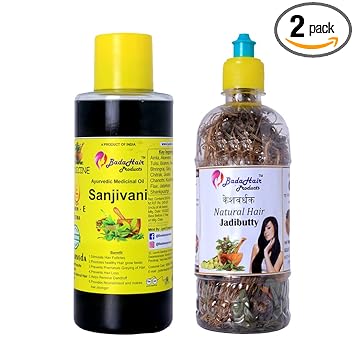 Badahair Products Ayurvedic Jadibuti Hair Oil for Hair Fall Control and hair Growth with Natural Herb (Control Hair Fall and Breakage) Reduces Hair Fall And Grows New Hair, Free From Parabens, 250ml + 65gm Jadibutti / jadibuti