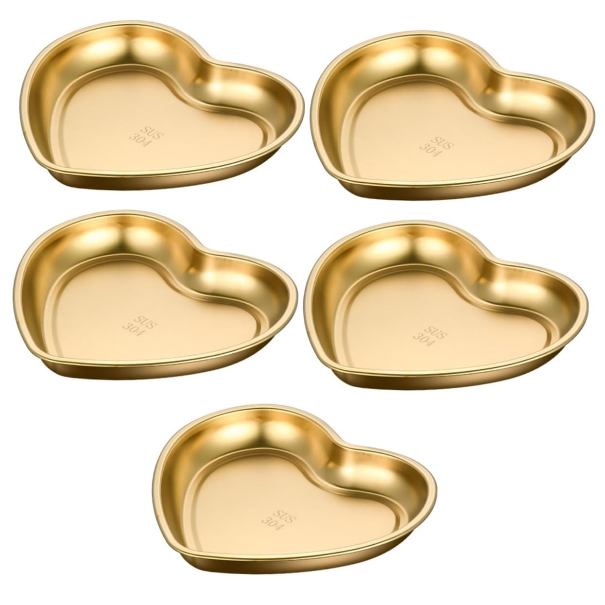 Ciieeo 5piezas Plato De Postre Corazón De Acero Inoxidable Bandeja Para Snacks y Frutas Para Decorar Mesas y Servir Dulces