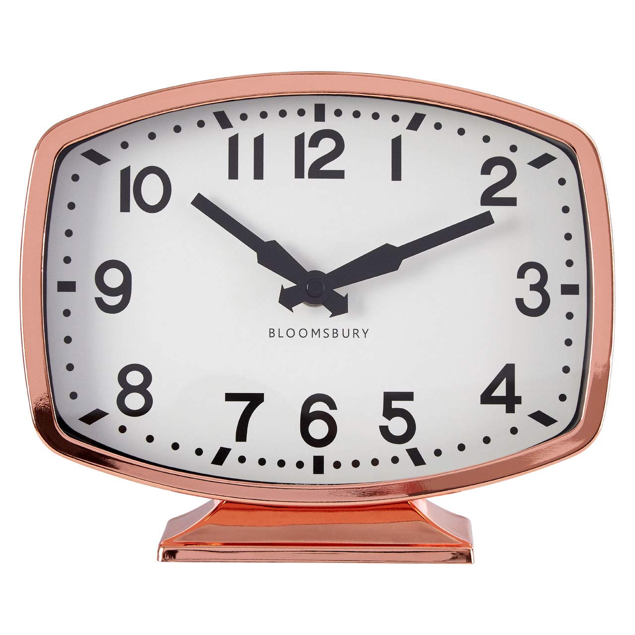 Premier Baillie Table Clock, White Face, Rose Gold Finish