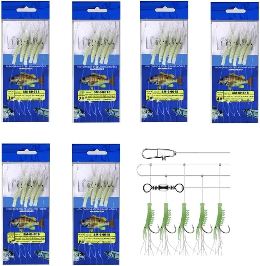 Luminous Fishing Rigs Bait Lures Glow Soft Fish Lure String Hook for Saltwater/Freshwater Mackerel and Sea Fishing