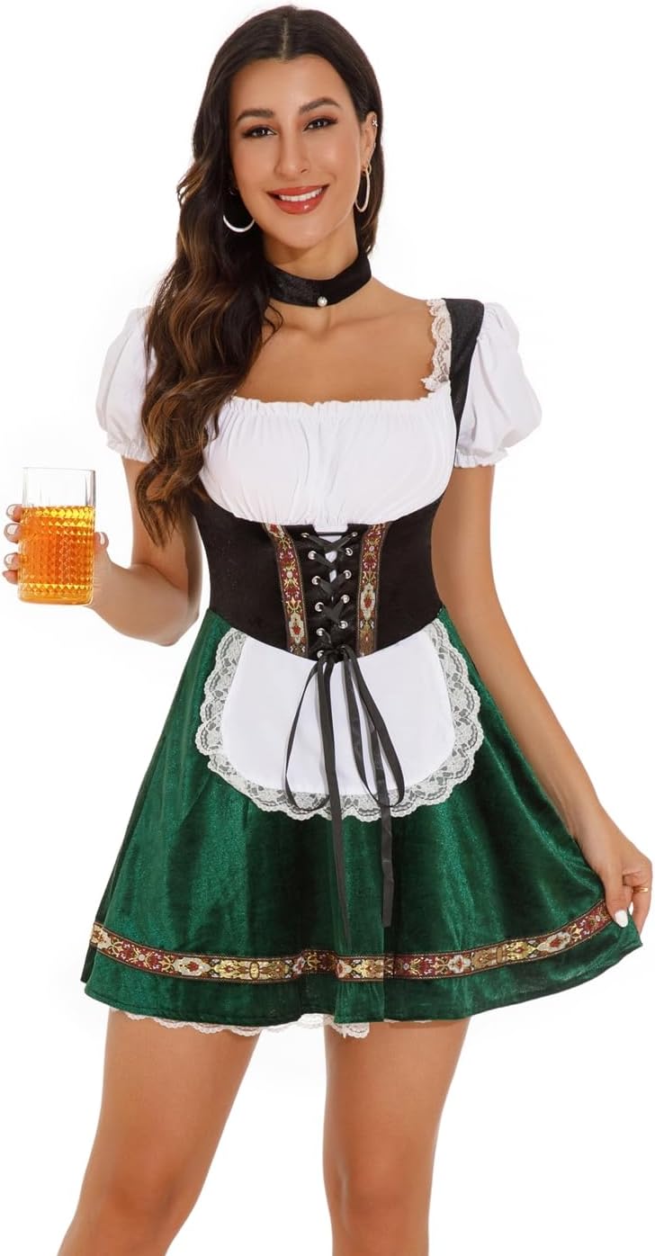 Khanda Oktoberfest Outfits Women Traditional Dirndl Dresses Oktoberfest Costume for Bavarian Oktoberfest Halloween Party - Image 6