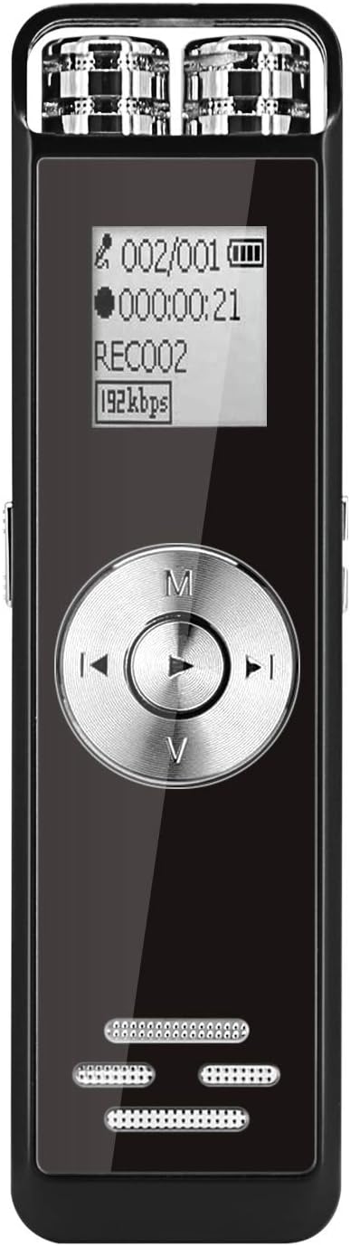 Digital Voice Recorder, 8GB Activated Sound Audio Recorder and MP3 Player Dictaphone,Portable HD USB digital Recorder with Double Microphone for Lectures/Meetings/Interviews/Class