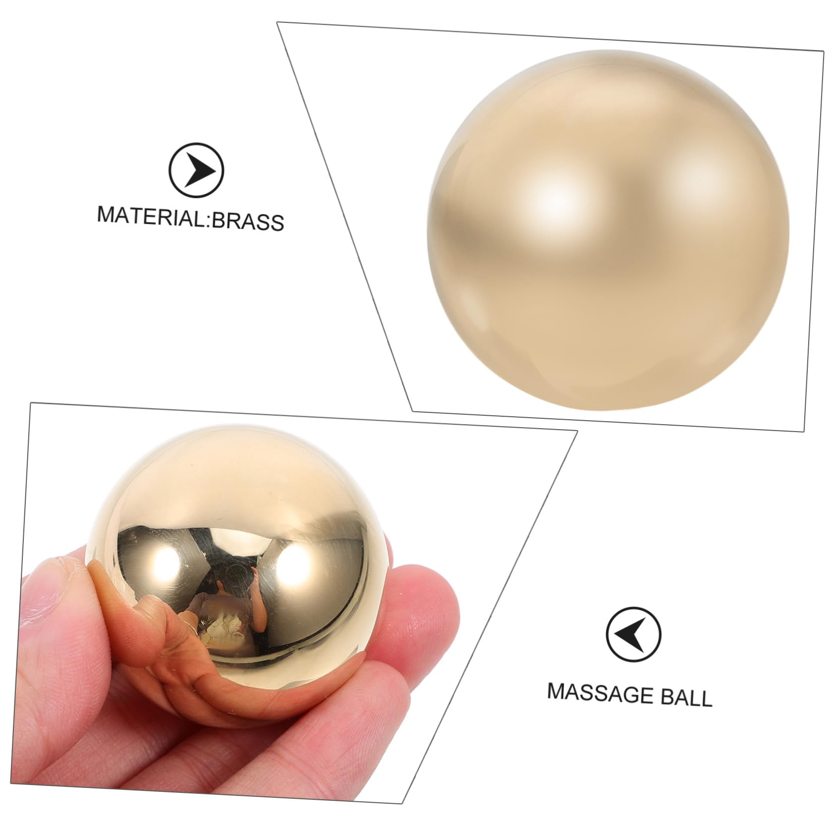 Anneome 2 Bolas de Masaje Portátiles y Lisas de Latón Dorado Ideales para Relajación y Fitness para Ejercicio de Manos en Casa o Gimnasio