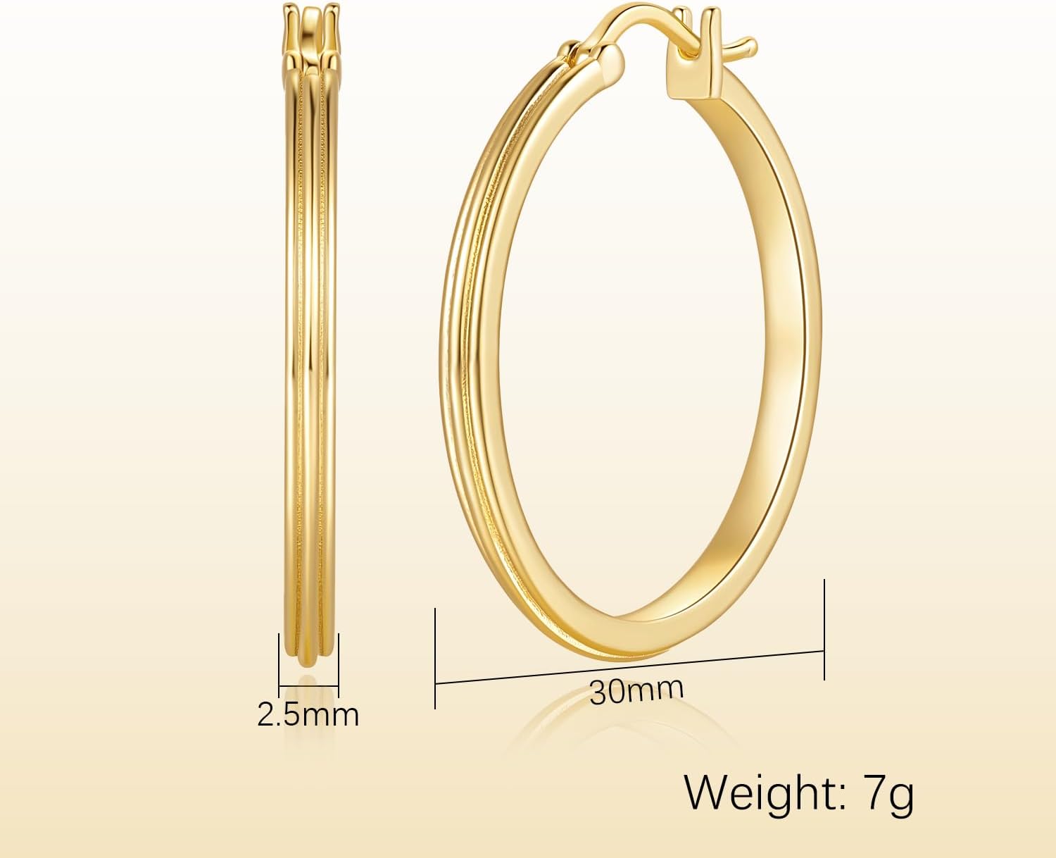 14K Gold Earrings for Women Gold Hoop Earrings for Women Hoops Earring for Womens Hoops Refined and Undeniably Chic Hoop Earring for Womens 30mm