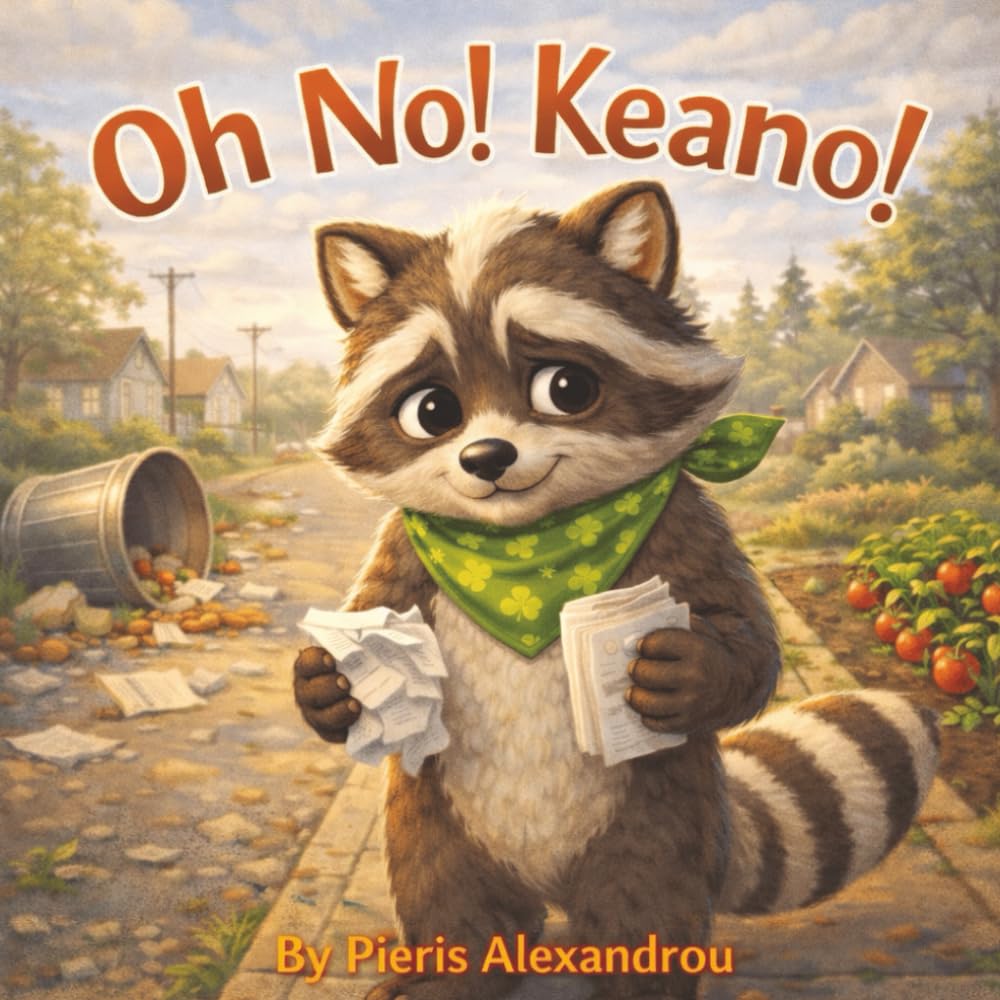 Oh No! Keano!: A Story About Mistakes, Kindness, and Making Things Right starring Keano the Raccoon.