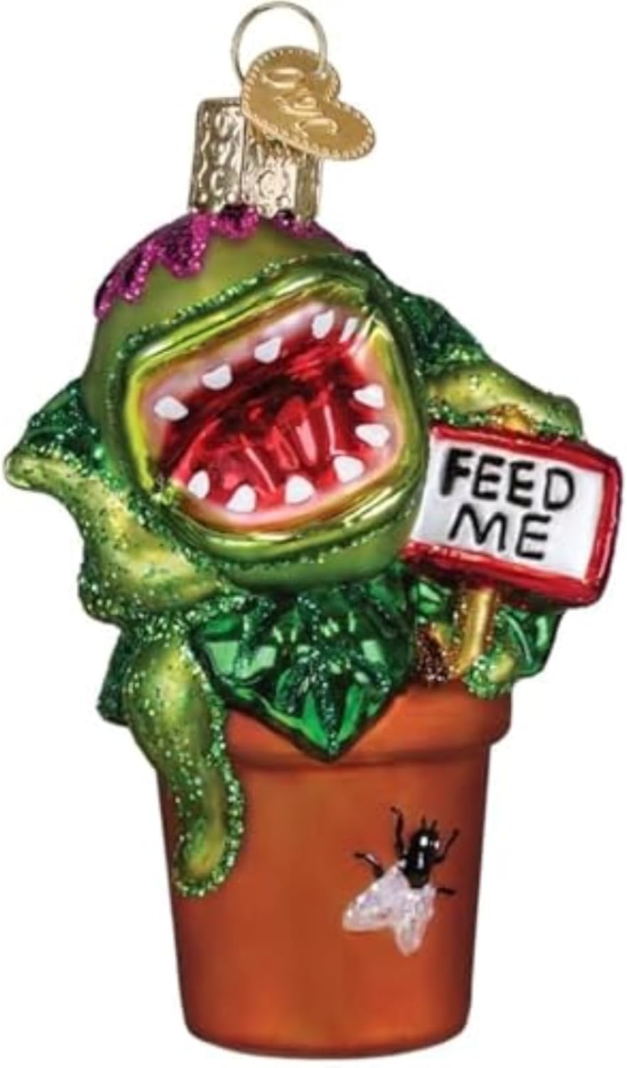 Old World Christmas Venus Fly Trap Glass Blown Ornament for Christmas Tree, Handcrafted Holiday Decoration, Garden Collection