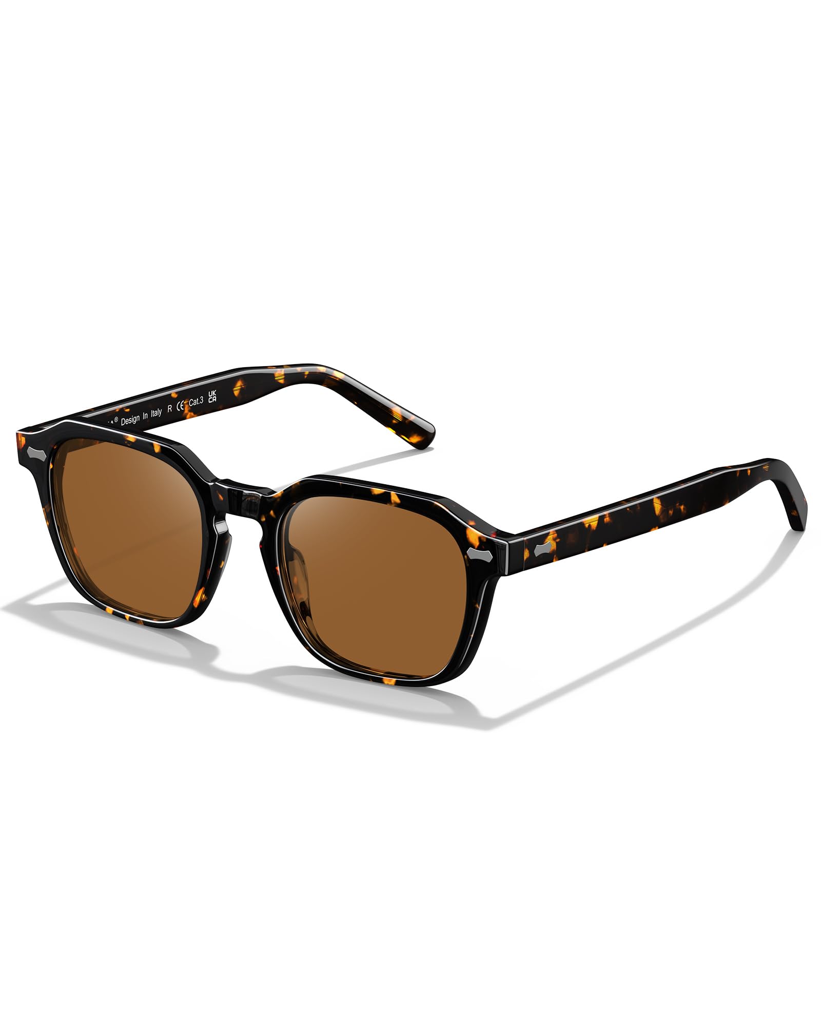 CARFIA Rechteckige Polarisierte Sonnenbrille Herren mit UV400-Schutz | Retro Acetatrahmen,Outdoor Autofahren und Angeln，Vintage Design, Blendschutz,Langlebigkeit, Schweißschutz