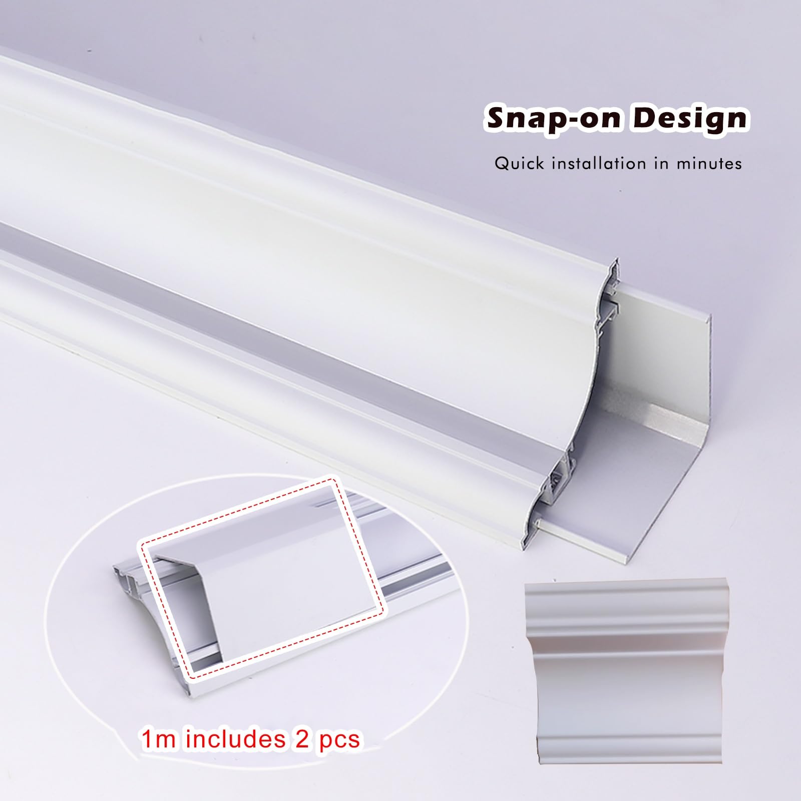 Strisce luminose a LED per soffitto soggiorno, profilo in alluminio canale LED con connettore angolare, lampada libera per soffitto luminoso - senza luci a LED, canale interno lineare (6 cm (2 2/5")