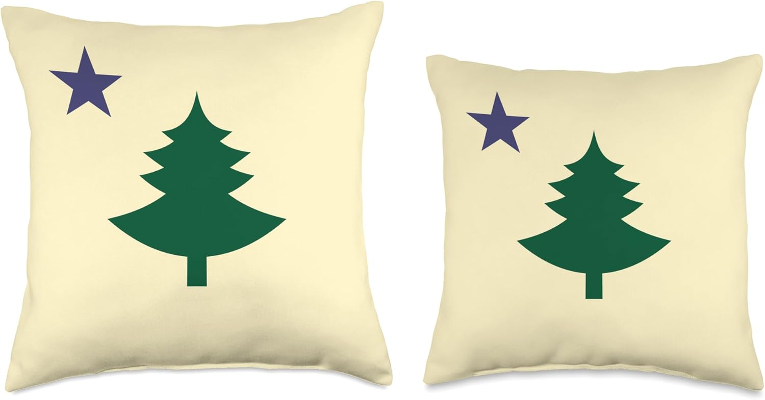 Old Maine State Flag 1901 Pine Tree Throw Pillow