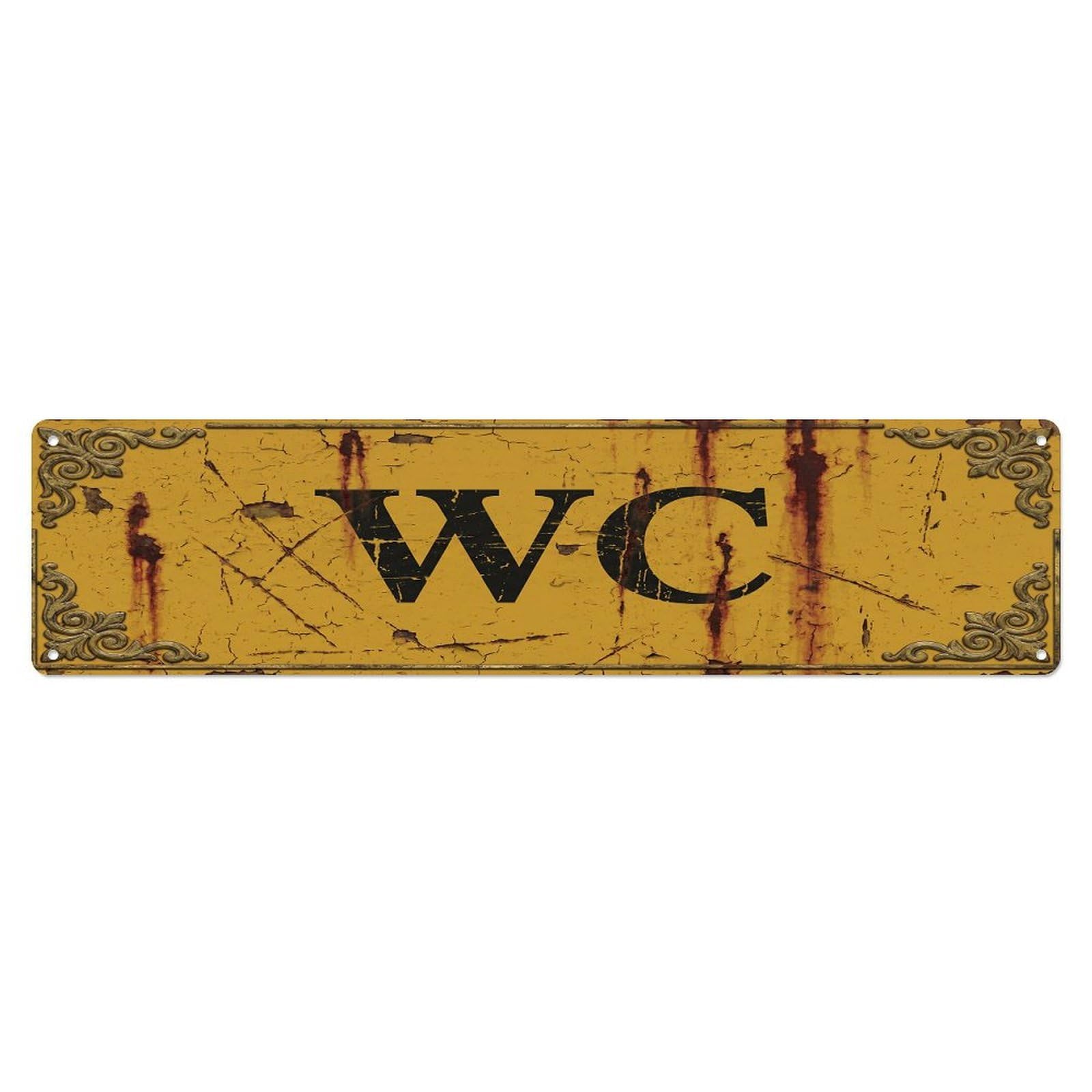 Shabby Nostalgic Biergarten Washroom Toilet(WC) Door Metal Tin Sign Plaque Wall Decor for Cafe, Club Bar, Office, Home Garden Metal Poster 4x16Inch