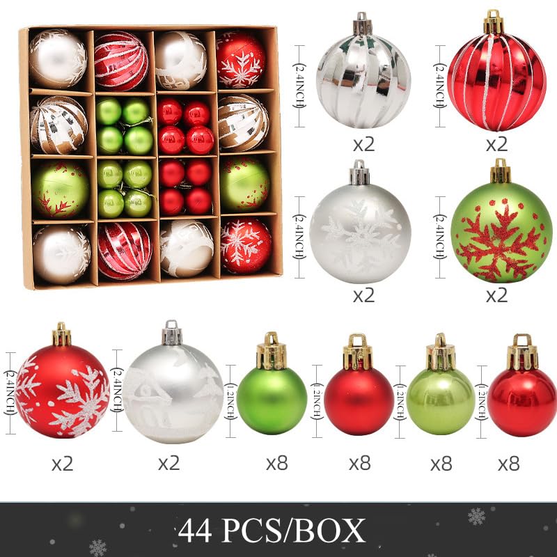 42 Boules De Noël Incassables - Rouge, Vert, Blanc, Pour Sapin Et Décorations Festives