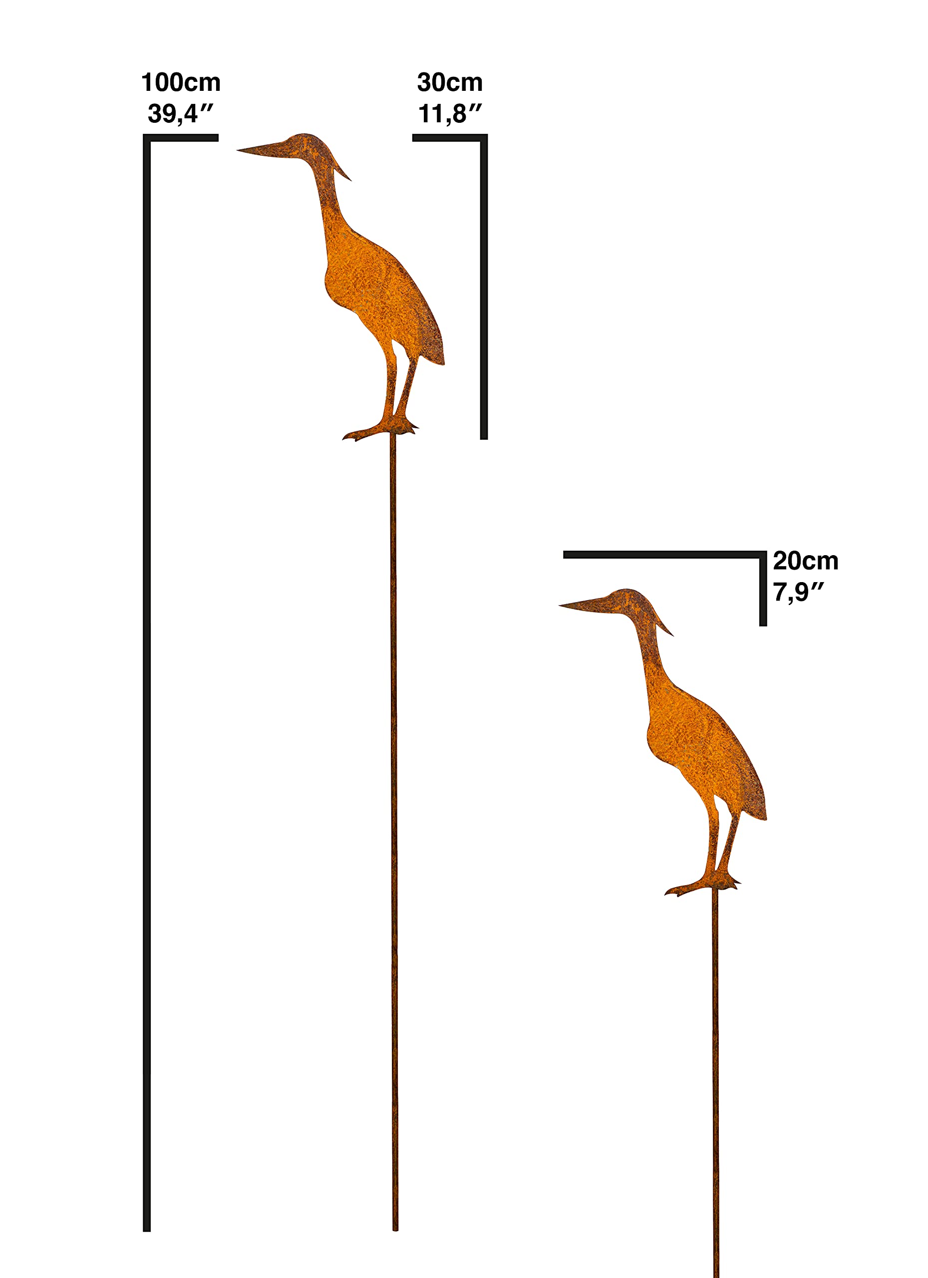 Edelrost Gartendeko Fischreiher Rasenstecker - Gartenstecker Rost Reiher geeignet als Garten, Terrassen und Teich Dekoration