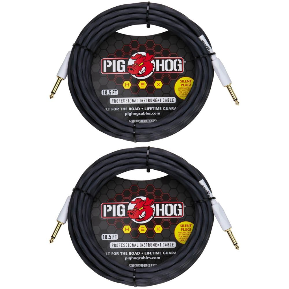 Pig Hog Hex Series Silent Cable 10 Ft Candy Apple Red (Pair)