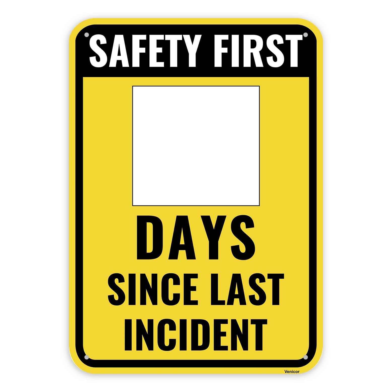 Days Since Last Incident Sign, Workplace Safety Accident Record, Aluminum, 12x8 Inch