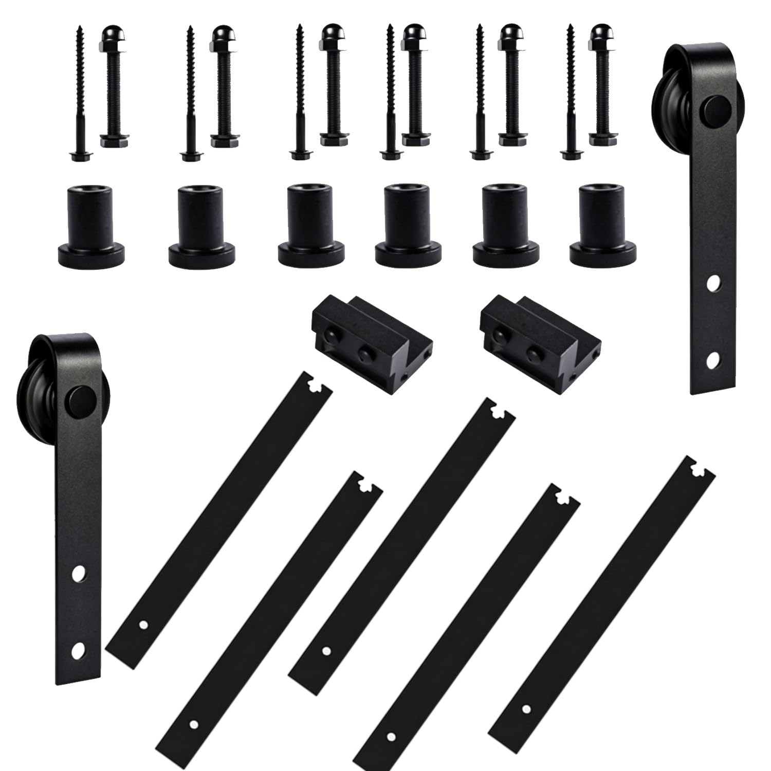 CelyToe Sturdy Barn Door Hardware, Anti-Jump Sliding Track Accessory, Rust Resistant Finish for Indoor Wood and Composite Doors 2.44m/8ft