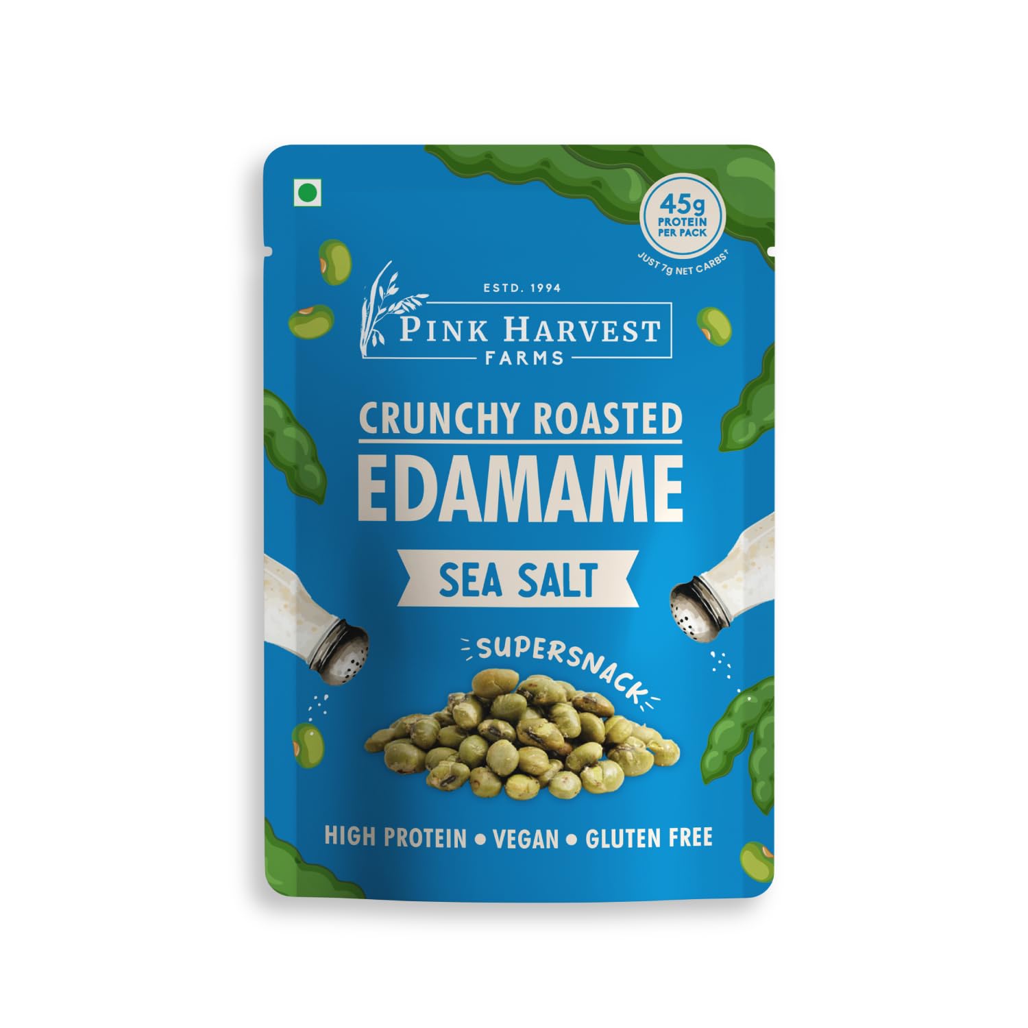 Pink Harvest Farms Crunchy Roasted Edamame - | Vegan | Gluten Free | High Protein (Pack of 1, Sea Salt)