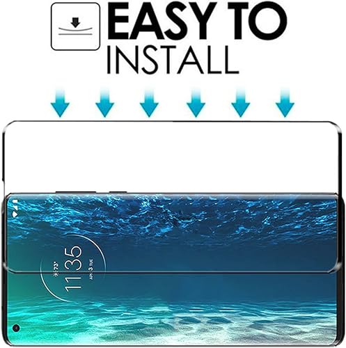 Miniatura 5 de VIESUP Protector de pantalla curvado 3D para Moto Edge (2020), [2 unidades] de vidrio templado de cobertura completa para Motorola Edge 2020 (6.7
