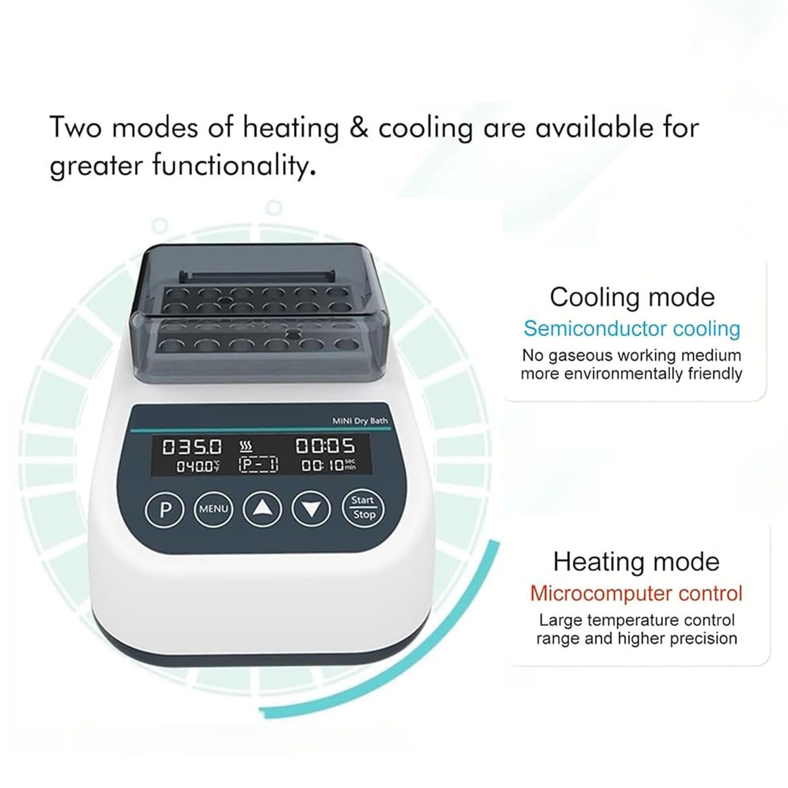 Incubadora de Baño Seco Digital, Calentador de Bloque de Laboratorio, Control Termostático de Temperatura Preciso, 9 Modos Programables y Pantalla LED para PCR, Preparación de Muestras MDB100C