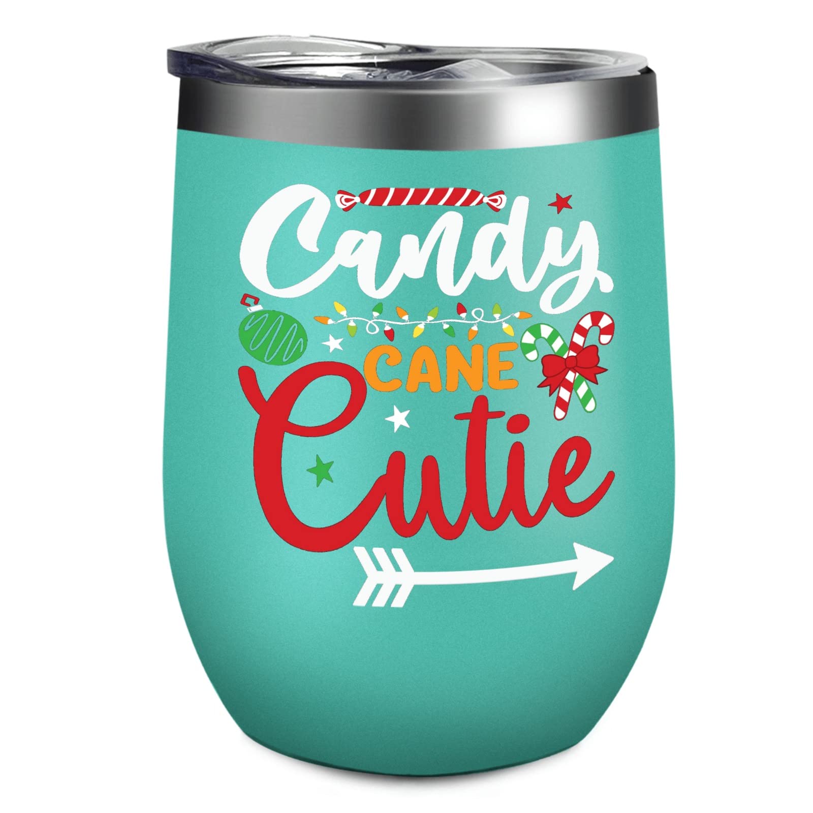 BAKAH 12 oz Christmas Stainless Steel Wine water bottles with Lid Wine Cups candy canee cutiee Inspirational Stainless Steel Wine water bottle Novelty Gifts for Brother Travel Cup