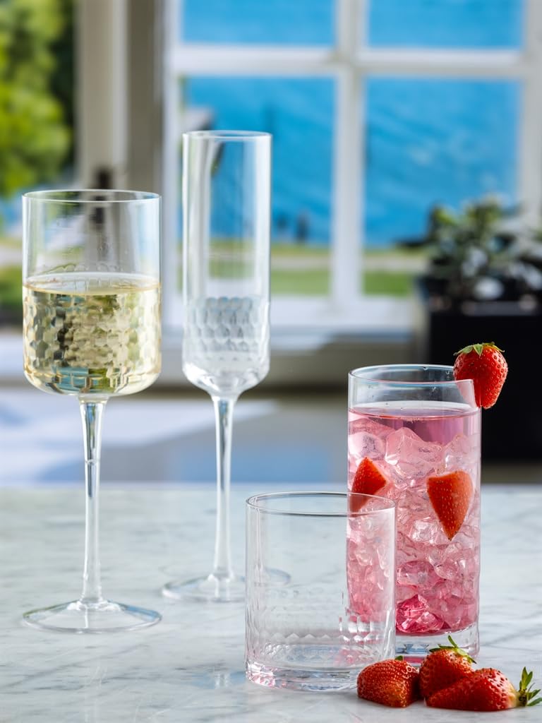 Ravenhead International Premium Pisa Champagne Flute Glasses Set of 2, 230ml - Elegant Tulip Flute Design for Cocktails, Mocktails, Juice & Wine | Fluted Glassware Set 2
