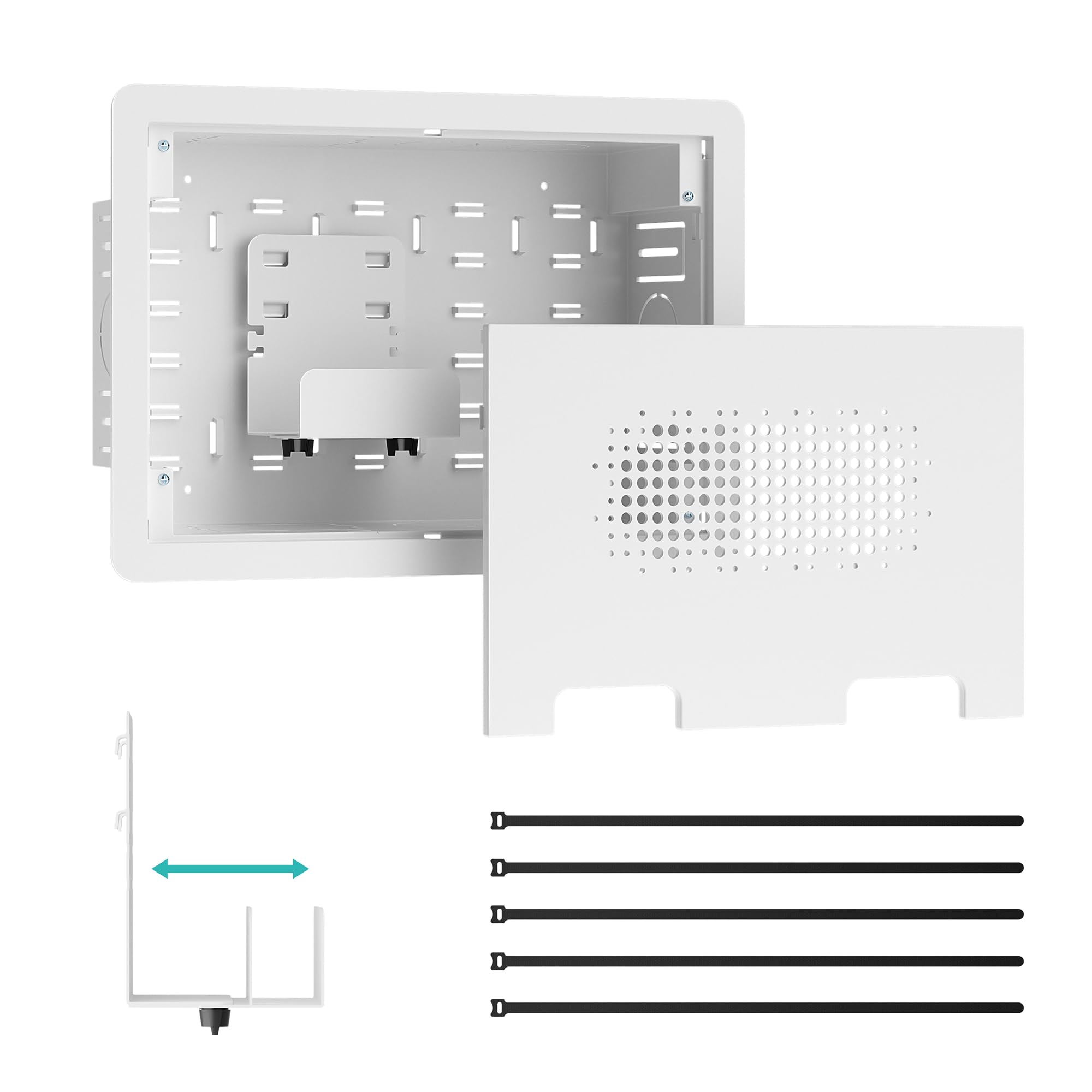PEGZONE 9" in-Wall Media Box, Recessed Outlet Wall Box, Structured Media Enclosure for One Connect & Network Switches, Works with Fire TV Stick &