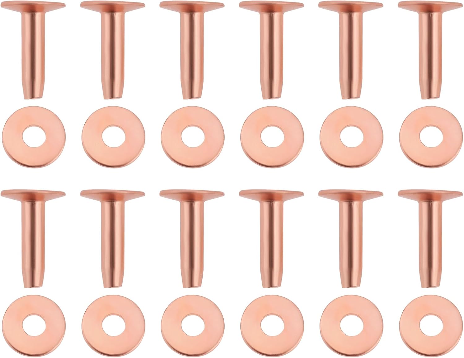 50pcs Solid Copper Saddlers Rivets Leather Rivets 12 x 3.3mm Rivets for Leather Belts Handbags Backpacks Crafts with 9mm Washers