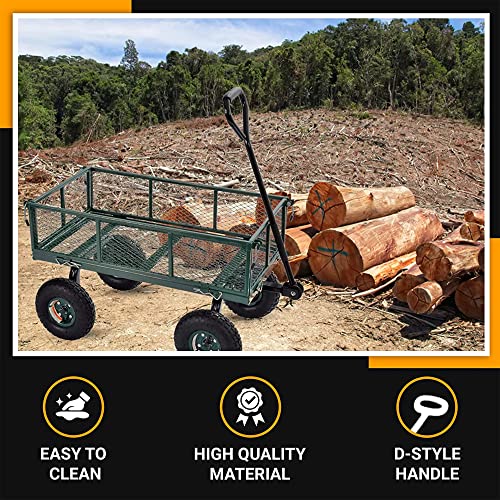 Juggernaut Carts - Gw3418-Gr Steel Utility Garden Wagon, 400 Lb. Load Capacity, 21-3/4" Height X 34" Length X 18" Width #TOP5