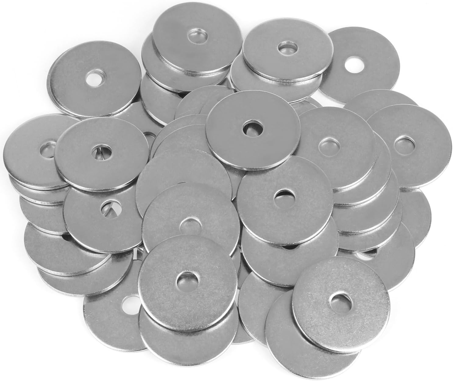 50 Pieces #10 Stainless Flat Washers, 1" Outside Diameter, 0.055" Thickness, 18-8 (304) Stainless Steel Washers, Metal Washers, Flat Washers for Bolts Screws