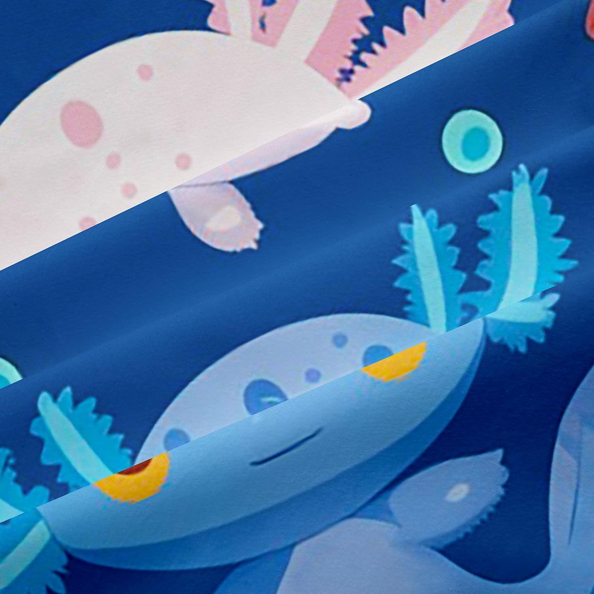 Homemissing Simpatiche tende Axolotl per camera da letto e soggiorno, stile kawaii, oceano marino, oscuranti, tende oscuranti con salamandra, 2 pannelli, 132 x 228 cm (larghezza x lunghezza)