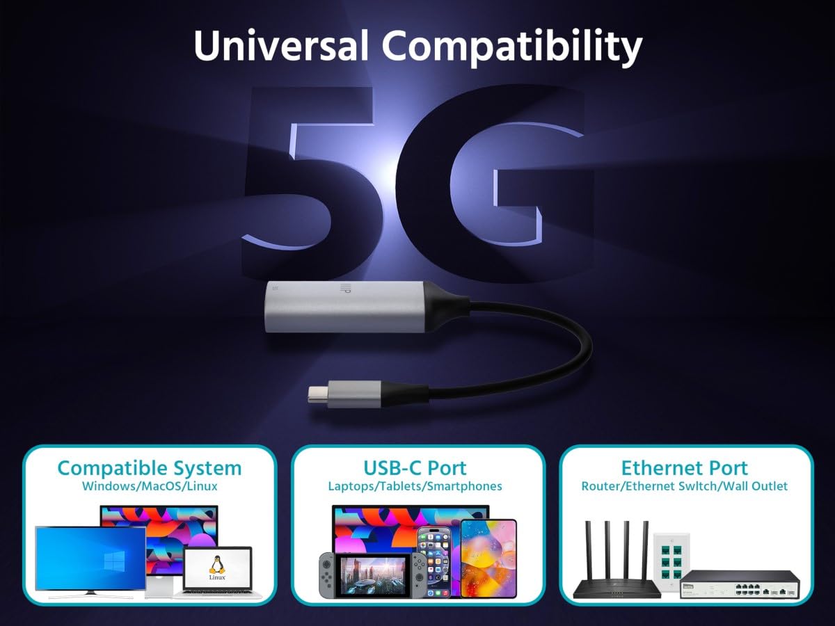 Monoprice Adattatore da USB-C a 5Gbps Ethernet
