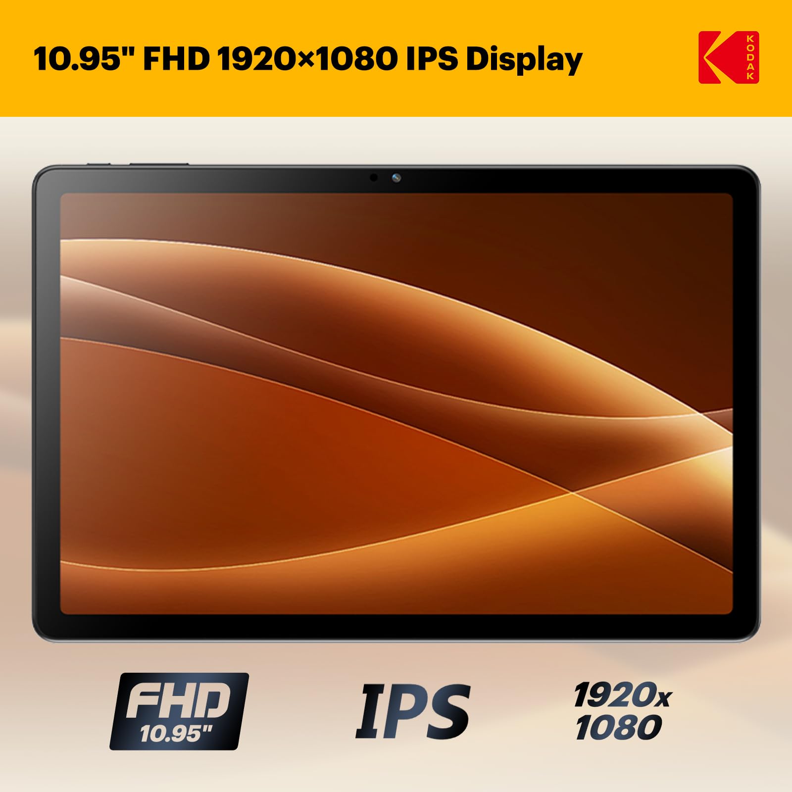 KODAK K11 Android 15 Tablet, 11 Inch Incell Touchscreen, 12GB RAM +128GB Storage (1TB Expandable), 8000mAh Long Battery, Quad Speakers, 16MP Camera, Dual WiFi, GPS, for Work Entertainment Gaming