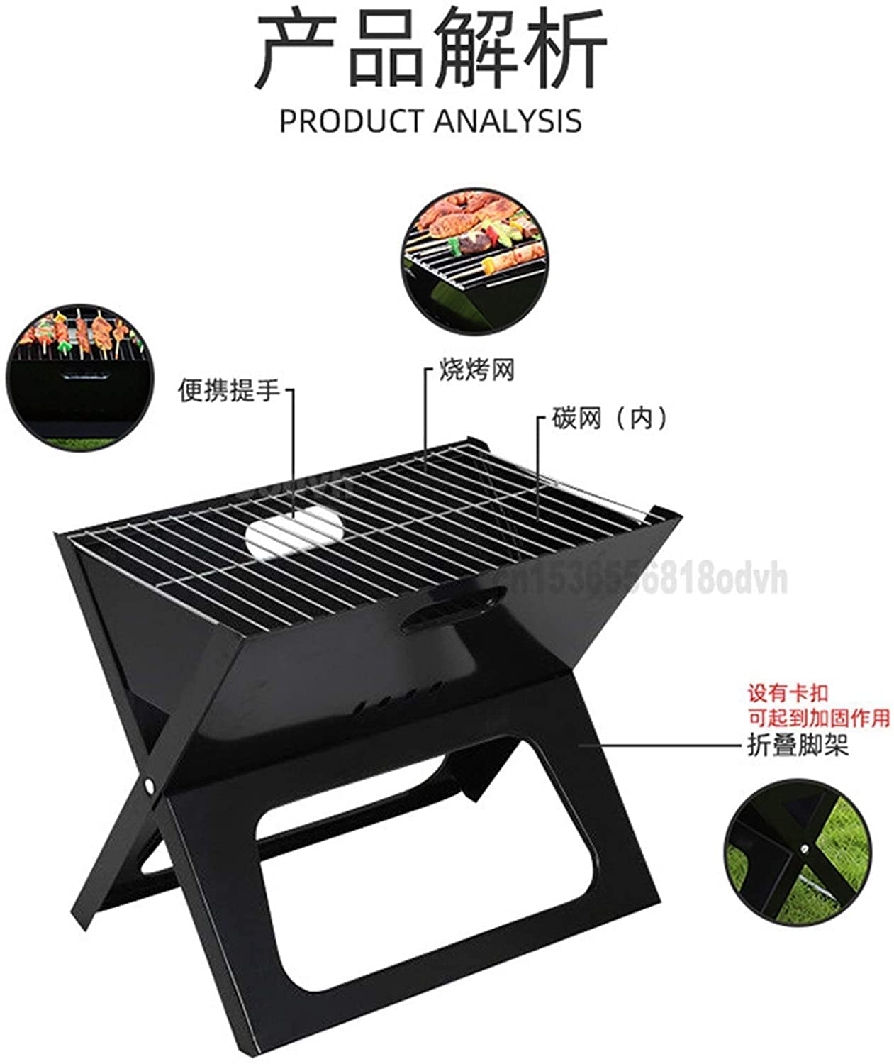 Grill kryty węglowy w kształcie litery X Składany mały grill do użytku domowego Przenośne grille Yakitori na węgiel drzewny,Grill ogrodowy