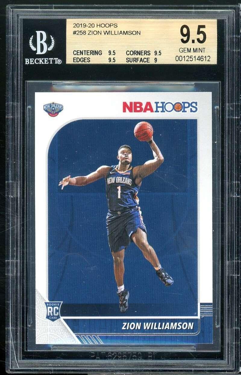 Zion Williamson Rookie Card 2019-20 Hoops #258 BGS 9.5 (9.5 9.5 9.5 9) - Basketball Slabbed Rookie Cards