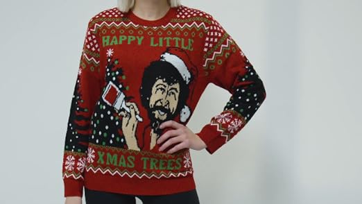 bob ross holiday sweater