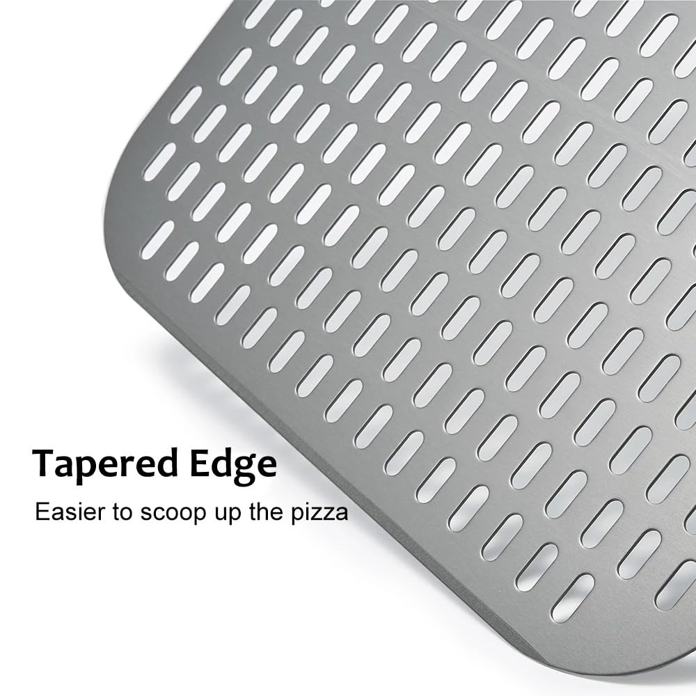 Premium zestaw łopat do pizzy 33 cm, perforowane aluminiowe łopatki do pizzy do łatwego przenoszenia i pieczenia, idealna łopatka do pizzy dla domowych kucharzy i miłośników pizzy