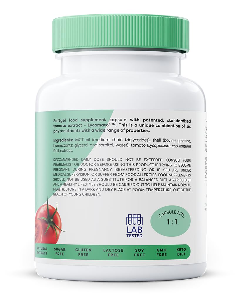 Osavi Lycopene 15 mg Lycomato6™ – 60 Softgels | Patentierter Tomatenextrakt mit 6 Phytonährstoffen | Lycopin, Tocopherole, Phytosterole, Beta-Carotin, Phytoen und Phytofluen | Clean Label
