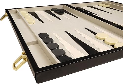 Juego de Backgammon Deluxe Attache de 15" - Estuche Negro - Juegos de mesa clásicos